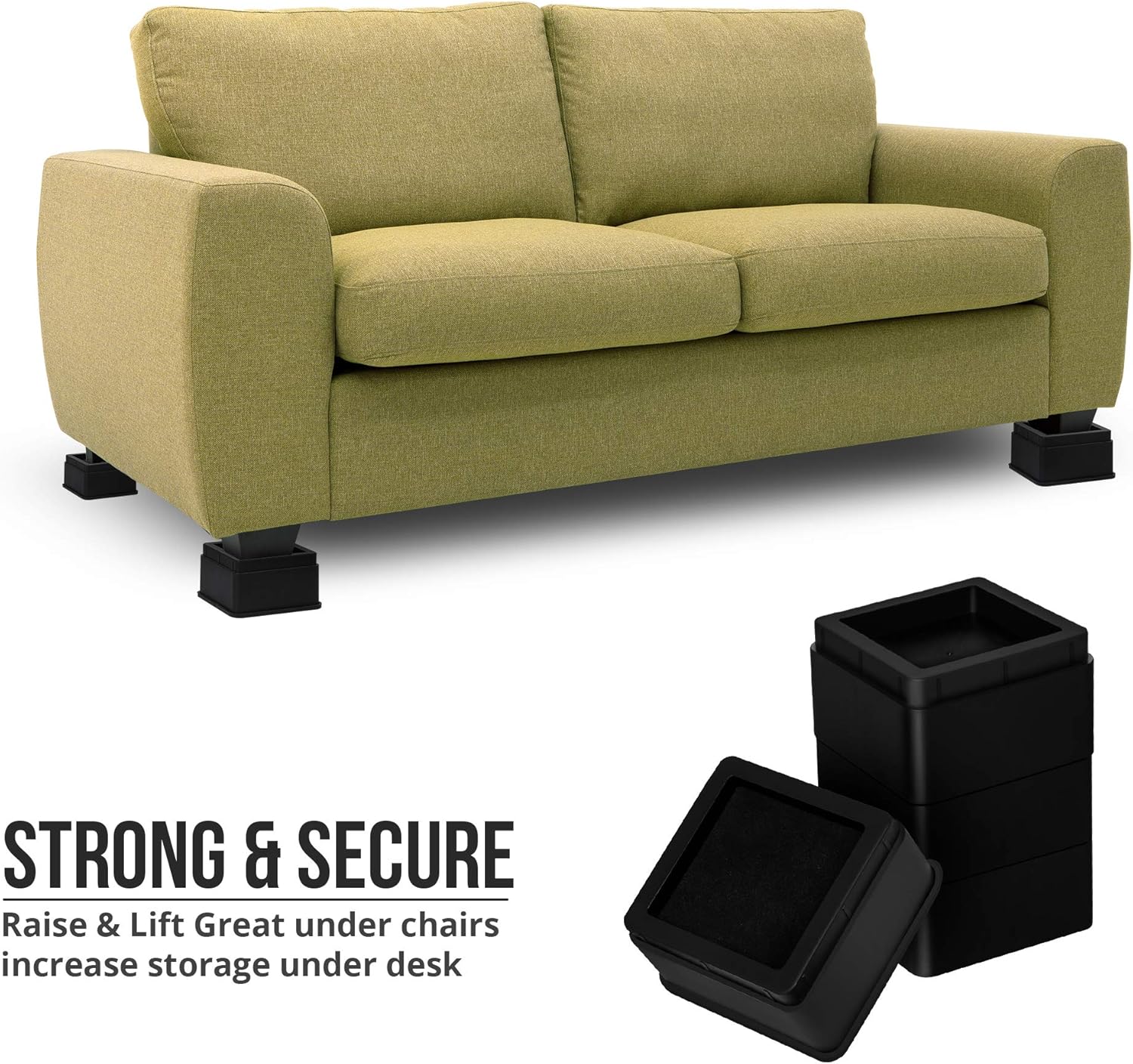 Utopia Bedding Furniture and Bed Risers (Pack of 8) - 2 Inch Stackable Square Risers for Sofa, Table, and Chair Lifts up to 10, 000 Lbs - includes Durable Plastic and Anti Slip Foam Grip: Kitchen & Dining