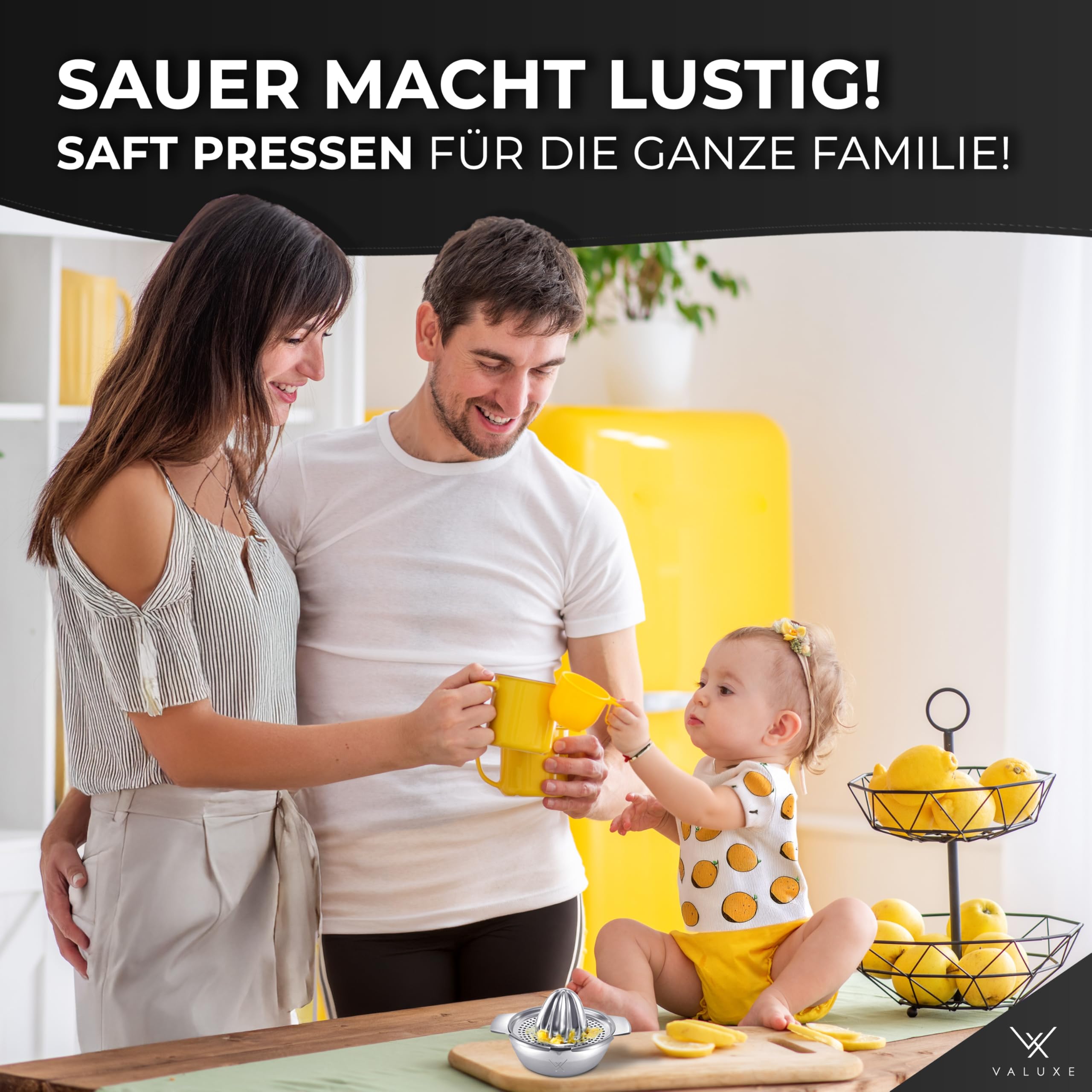 VALUXE® Premium Zitronenpresse Edelstahl - Zitruspresse für Zitronen, Limetten & Orangen mit 350ml Behälter - Manuelle Limetten-Presse, Lemon Squeezer spülmaschinengeeignet 8