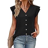Womens Tops Ruffle Sleeve Shirts Ladies Tops and Blouses Spring Clothes Tank Tops for Women Business Casual Outfits
