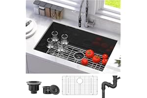 YITAHOME Black Kitchen Sink 30" x 18" x 9" Undermount Sink Single Bowl 16 Gauge Stainless Steel Nano Sink with Accessories for Workstation, Prep Kitchen, Bar Sink, MAYIHC4TQL