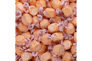 Orange Cream Salt Water Taffy - Individually Wrapped Assorted Flavors - Old Fashion Saltwater Taffy Candy Bulk, by Queen City Candy Cave (1 Pound)