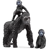 Schleich Wild Life, Monkey Jungle Animal Toys for Boys and Girls, Gorilla Family Set with Gorilla Mother and Babies, Ages 3+
