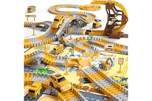 iHaHa 302 PCS Construction Race Tracks Boys Toys with Play Mat 39.4"*56.7", Engineering Cars and Race Track Playset Create A Engineering Road Gifts Toys for 3 4 5 6 Year Old Boys Girls Kids