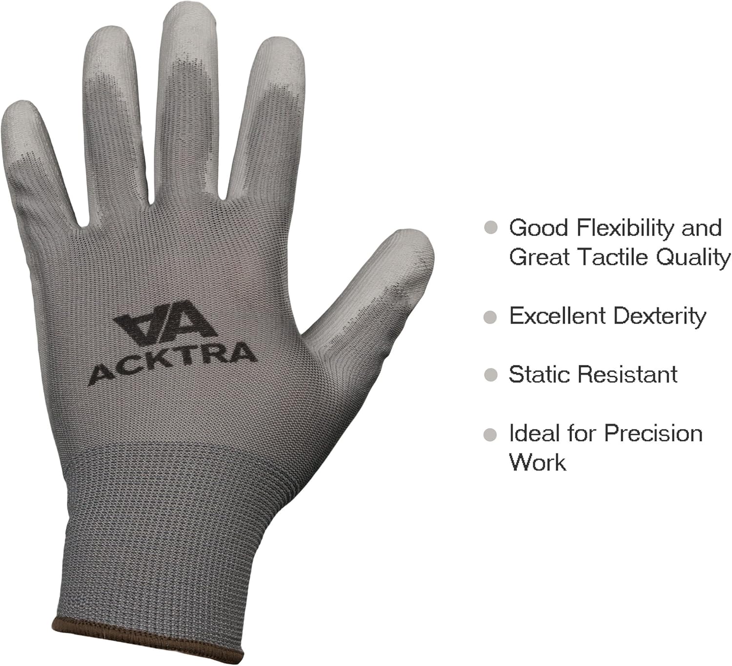 ACKTRA Ultra-Thin PU Safety WORK GLOVES 12 Pairs, WG002 White / White, X-Small: Clothing