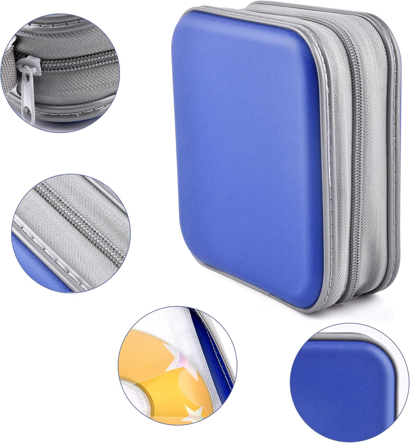 Bivisen CD Case, DVDS Wallet Holder, CD/DVD Case Wallet 40 Discs Heavy Duty Bag Binder Storage Booklet Album (Blue): Home Improvement