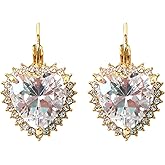 Navachi 18k Gold Plated Multicolor Round Zircon White Crystal Leverback Earrings