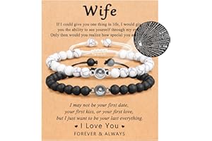 UNGENT THEM I Love You 100 Languages Bracelets Couples Gifts To My Men, Boyfriend, Girlfriend, Husband, My Love, Soulmate, Fiance - Anniversary Valentines Day Birthday Christmas Gift for Him and Her