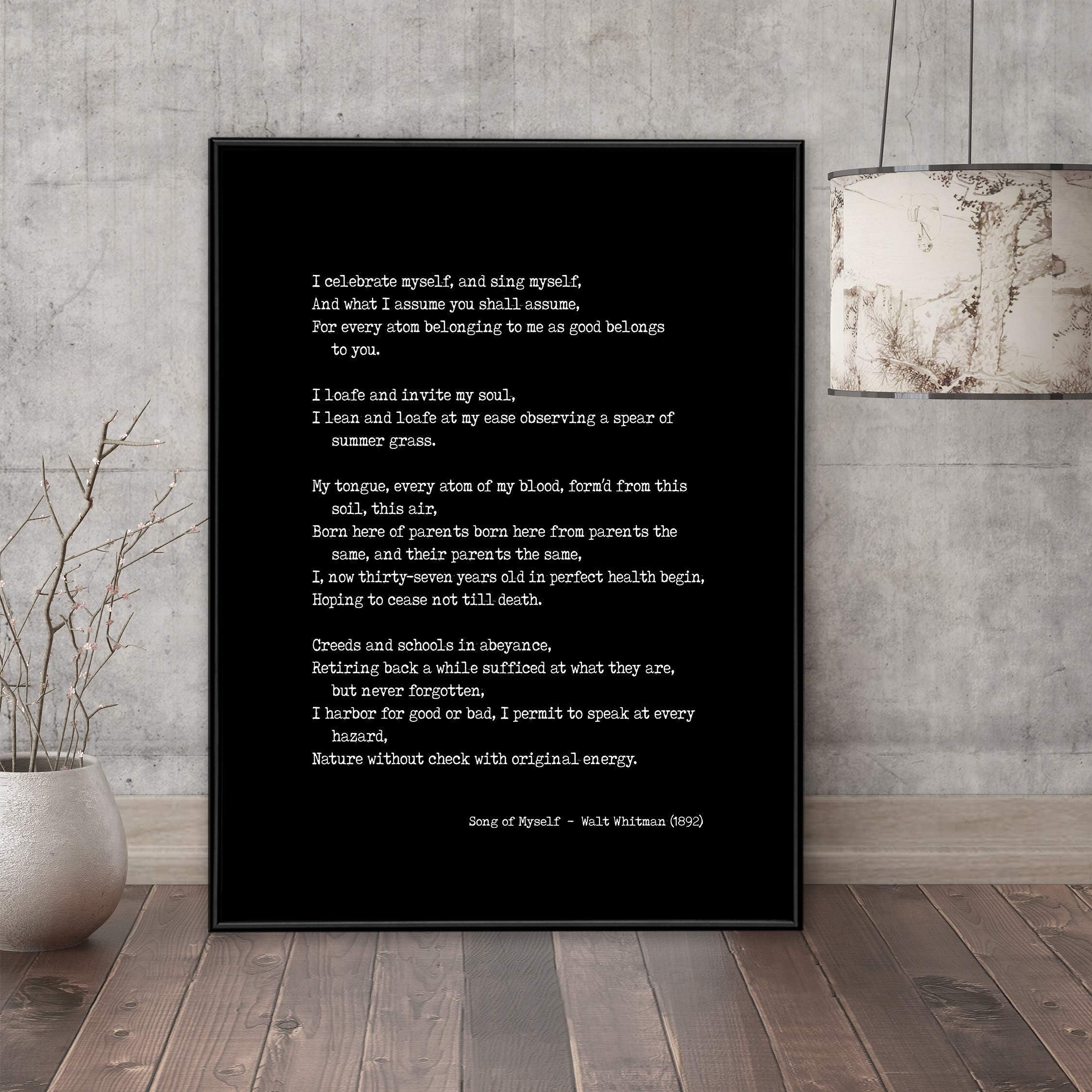 ECHO-LIT, LLCWalt Whitman Song of Myself Quote Print. Fine Art Paper, Laminated, or Framed. Multiple Sizes for Library, Home, Office, or School