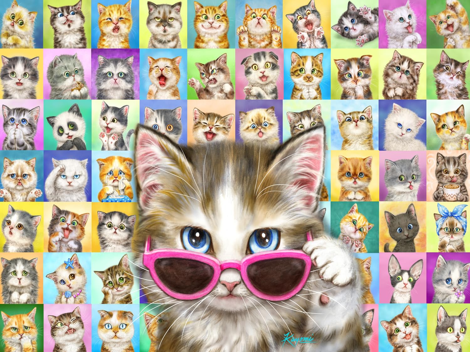 Vermont Christmas Company Cool Cats Jigsaw Puzzle 550 Piece - Fully Interlocking and Randomly Shaped Piece - 24