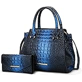 MKF Collection Women Tote Bag & Wallet, Two-Tone Crocodile Embossed Vegan Leather Handbag Purse Set by Mia K