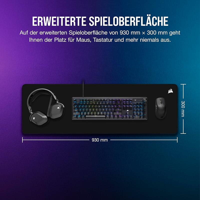 MM500 v2 Erweitertes Hybrid-Stoff-Mauspad – 93cm x 30cm – Schwarz