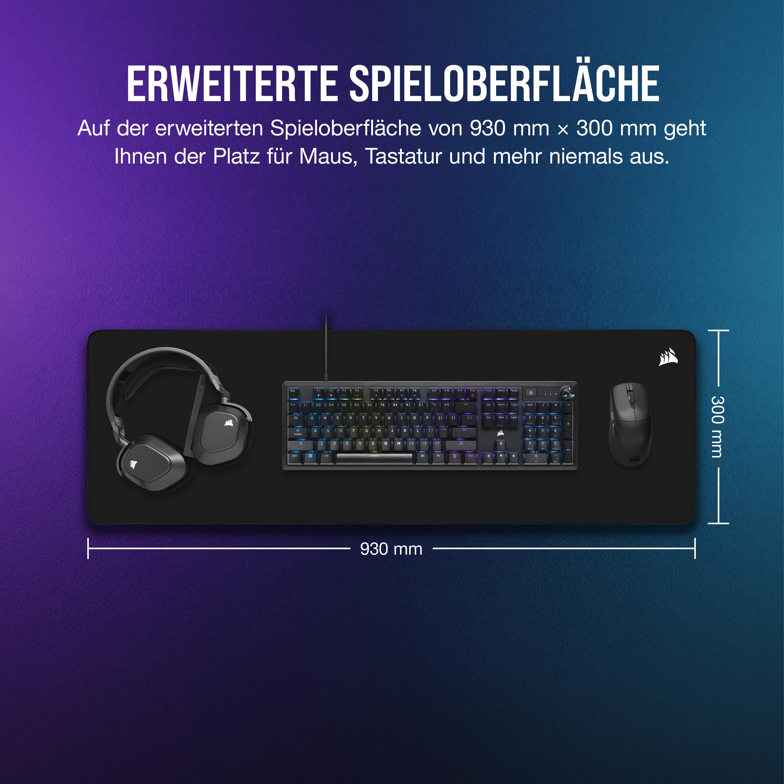 Corsair MM500 v2 Erweitertes Hybrid-Stoff-Mauspad – 93cm x 30cm – Schwarz 6