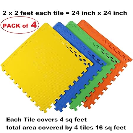 ATNINE EVA Mats for Kids Mat for Floor Exercise Yoga Gym Workout Babies Crawling and Pre School, Multicolour (16 Sq Feet 1 Set)