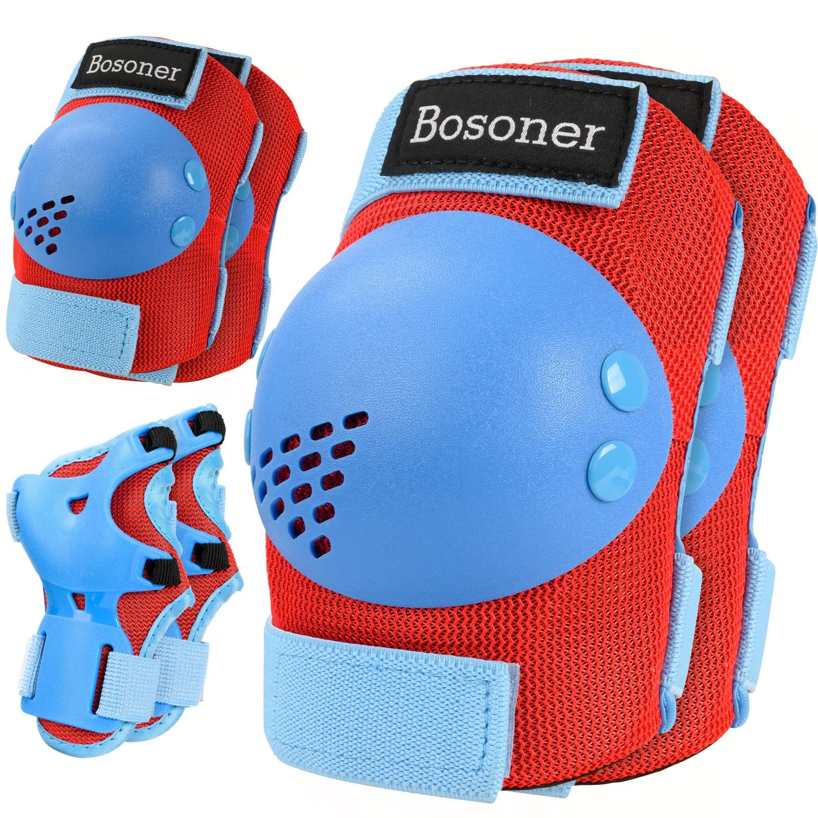 Photo 1 of BOSONER Kids Knee Pads Set for 3-15 Year, Knee Elbow Pads and Wrist Guards for Boys/Girls, Child Protective Gear for Biking, Skating, Skateboarding, Roller Skating, Cycling, Scooter