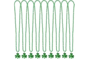 Yocharm 30 Pack St. Patrick’s Day Necklace Green Necklaces Bulk with Shamrock Clover Mardi Gras Beads Saint Patrick’s Day Party Favors St. Paddy's Day Accessories Necklaces for Kids Adults