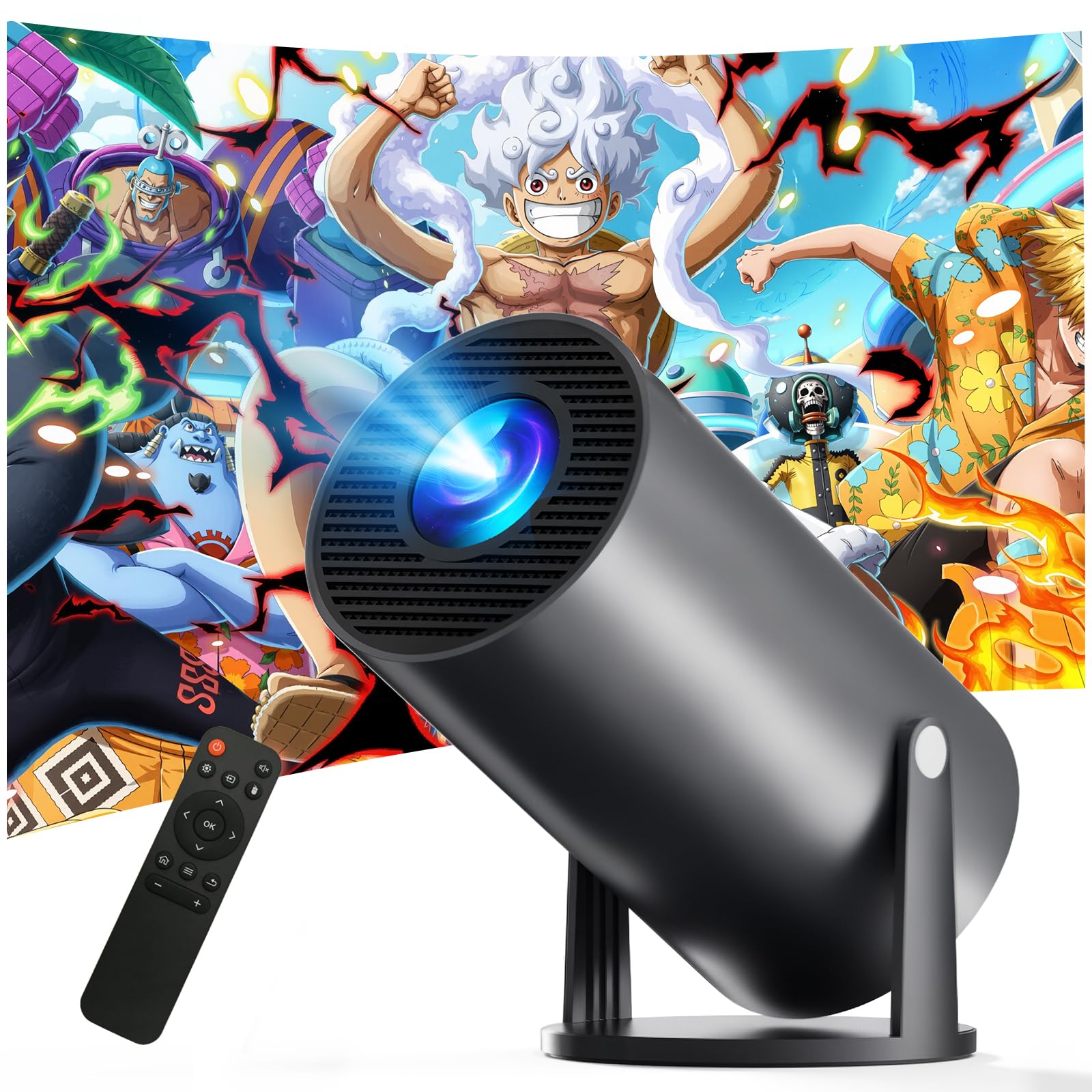 EXTEDRG プロジェクター 家庭用【2025新登場！270°回転・Android TV搭載・4K対応・18000LM】プロジェクター 小型 高輝度 天井投影 Wi-Fi6 Bluetooth5.4 HiFiスピーカー スタンド一体型 リアル1080P 短距離投影 自動台形補正 大画面 projectorスマホ/パソコン/PS機/DVD対応 ぷろじえくたー 家庭用 小型 プレゼント日本語取扱商品画像