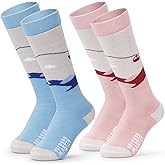 OutdoorMaster Ski Socks, Snowboarding Socks for Boys & Girls, Thermal Winter Warm & Breathable, Over The Calf Non-Slip Cuff