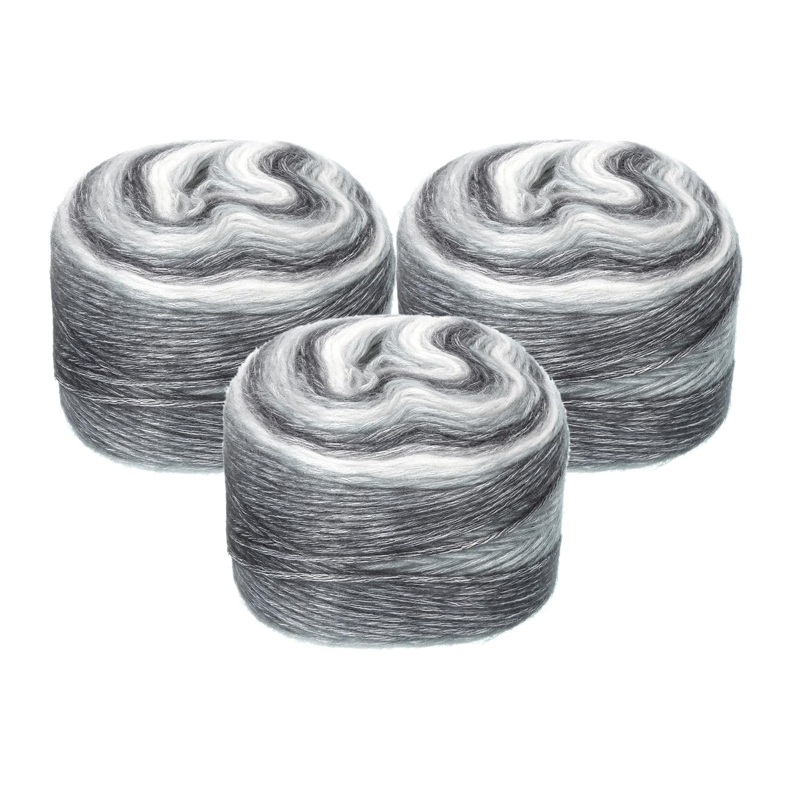 uxcell 3Pcs 100g Gradient Cake Cotton Yarns, Soft Rainbow Yarn Ball for Knitting and Crocheting Craft Project, Mixed Dark Blue (300g x 3, 245M L Each)