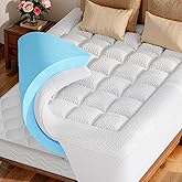 Memory Foam Mattress Topper Queen - 2 Inch Gel Cooling Mattress Pad and 1 Inch Pillow Top Mattress Topper Queen Cover with 8-