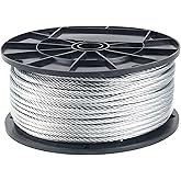 Galvanized Aircraft Cable Wire Rope 3/8" 7x19-150 ft Reel for DIY Cable Decking Railing System, Marine Grade