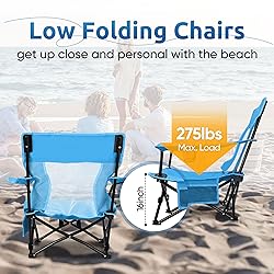 HaSteeL Folding Beach Chair Set of 2, Foldable Blue