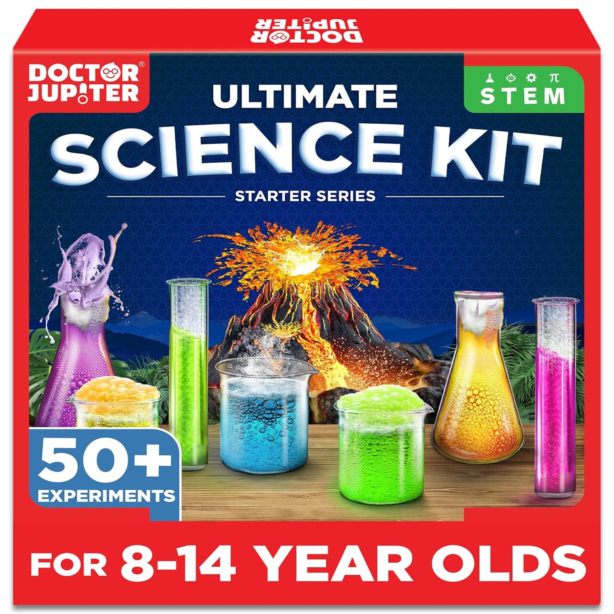 Doctor Jupiter Science Experiments Kit for Kids Ages 8+ | Birthday Gift for 8-9-10-11-12-13-14 Years Old Girls & Boys | STEM Toys | Chemistry Set | 50+ Experiments Ultimate Starter Series