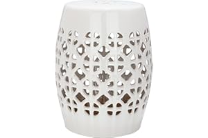 Safavieh Castle Gardens Collection Circle Lattice White Ceramic Garden Stool