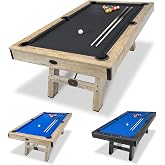 GoSports 7 ft Pool Tables with Wood Finish - Choose Your Style - Modern Billiards Table with 2 Cue Sticks, Balls, Rack, Felt Brush and Chalk