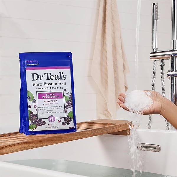 DR TEAL’S SALT SOAK WITH PURE EPSOM SALT, ELDERBERRY, 3 LBS