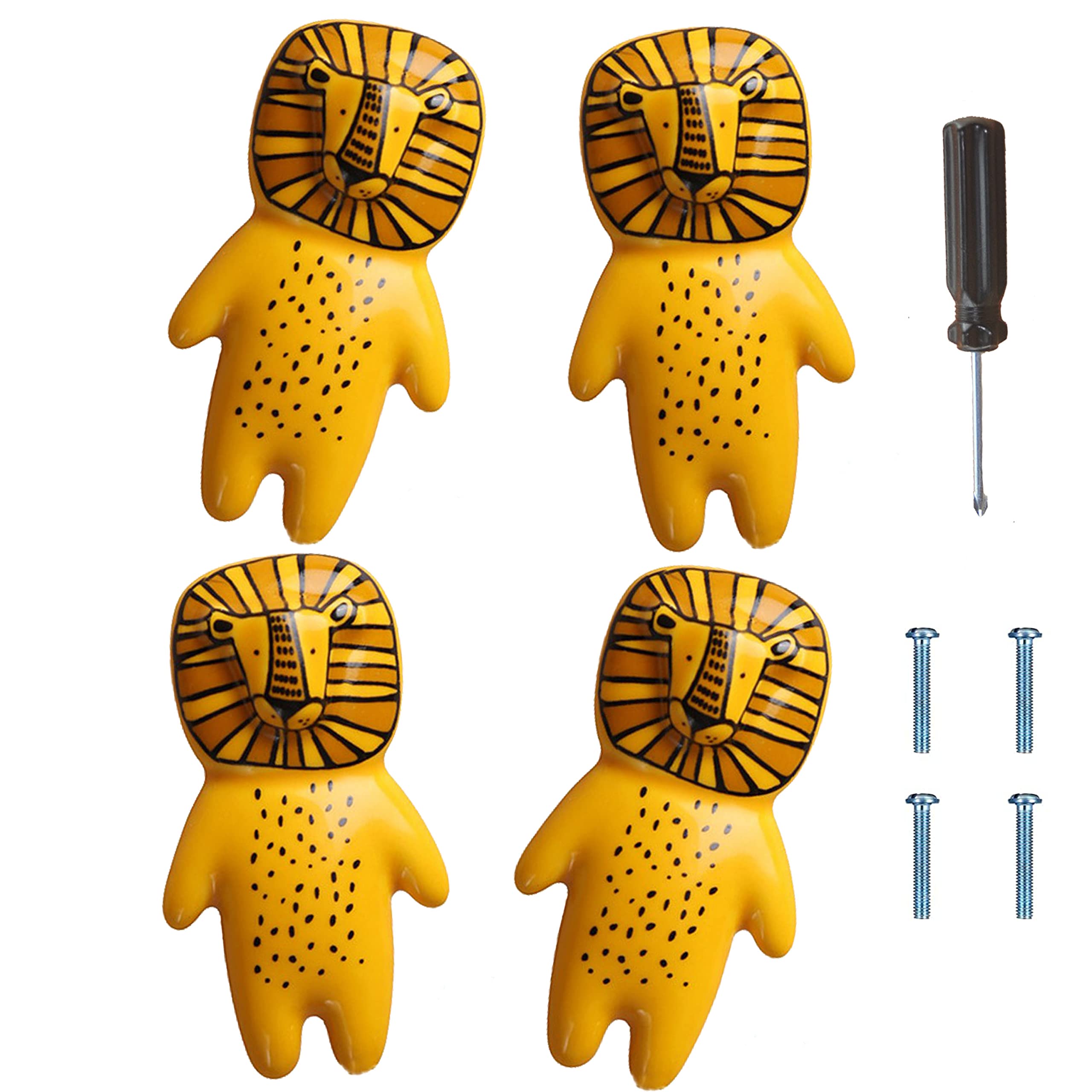 ED-Lumos 4Pcs Cabinet Knobs Lions Animals Design Drawer Handles for Home Kitchen Kids Bedroom