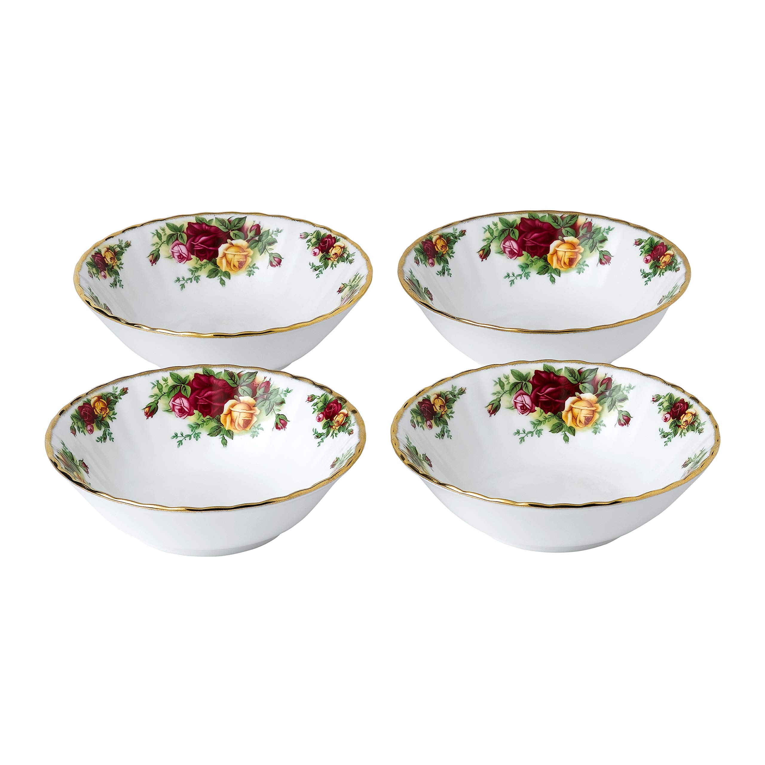 Royal Albert 1051424 Old Country Roses Bowls 4pc Set, Bone China, Gold