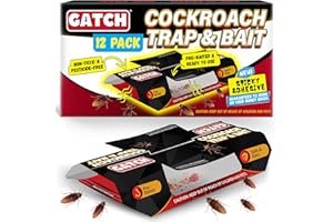 GATCH Roach Traps Indoor (12 Pack), Sticky Baited Cockroach Traps, Roach Killer Indoor Infestation, Adhesvie Glue Traps for Roaches, Insects, Home Bug Ant Spider Cricket, Child & Pet Friendly