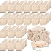 Rtteri 200 Pcs Soap Exfoliating Bag, Natural Sisal Soap Pouch Saver Body Shower Bar Mesh Body Net with Drawstring for Foaming and Drying
