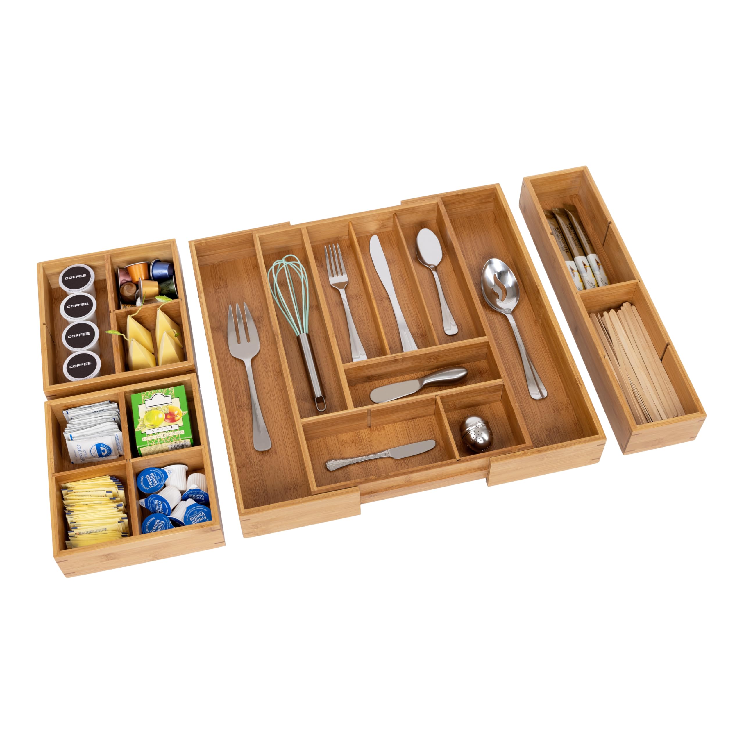 Classics Bamboo Expandable Drawer Organizer | Adjustable Kitchen & Bathroom Storage