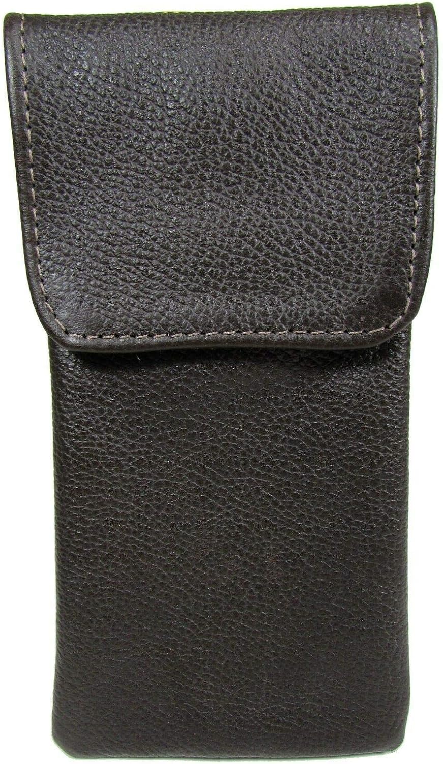 Genuine Soft Leather Eyeglass Case Holder with Metal Holster Clip