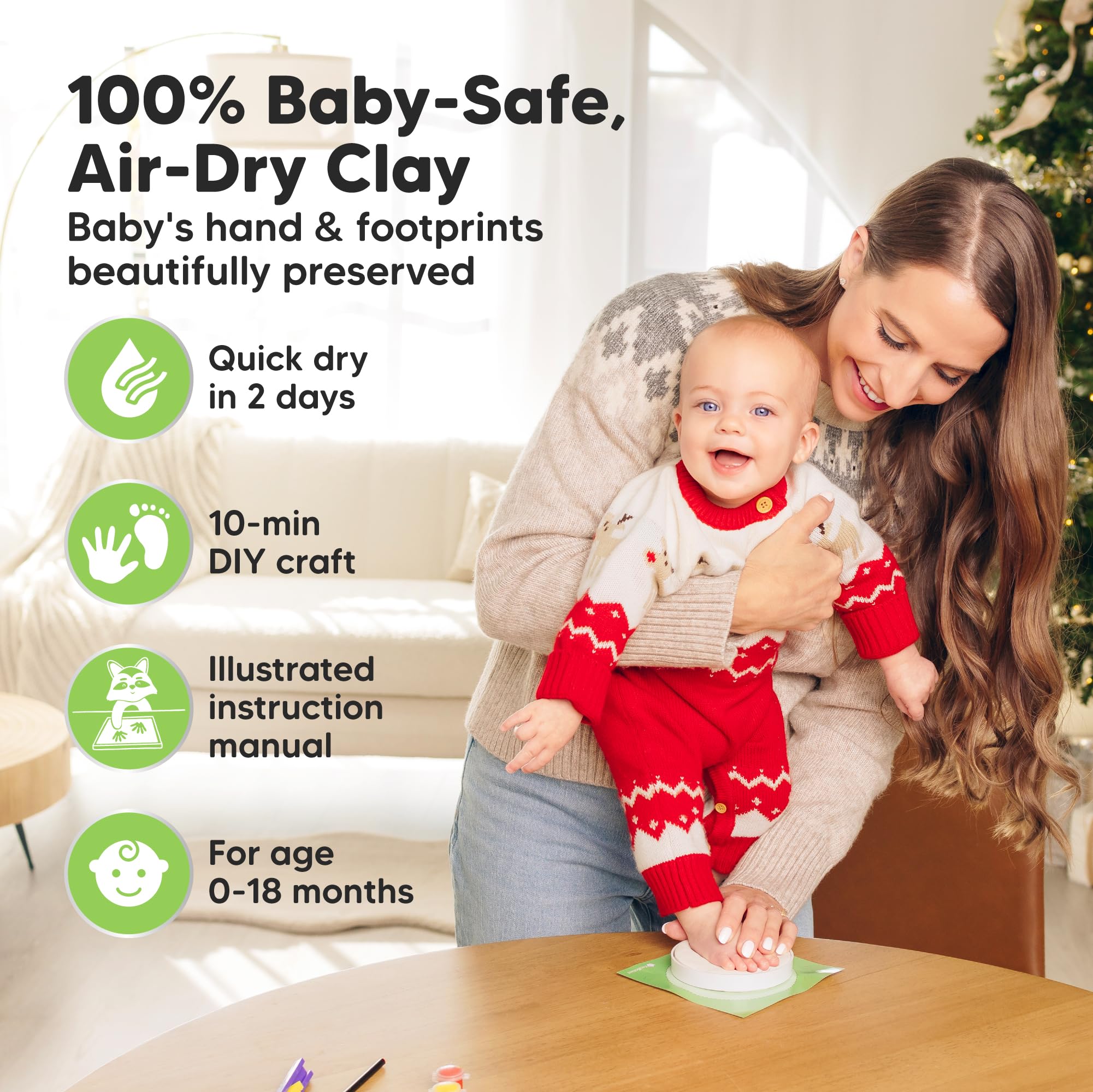 Baby Hand and Footprint Kit Girls, Boys - Personalized Baby Footprint Ornament Kit, Newborn Keepsake Gifts for New Mom, Easy to Use Handprint Makers, Cute Shower Gifts (Gold Paint, Cherish)