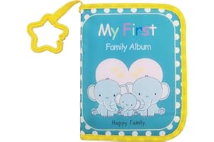 Buviagem Baby Soft Cloth Album; Baby‘s My First Photo Book for Family Memery with Safe Mirror Holds 17 Photos Lovely Elephant Family…