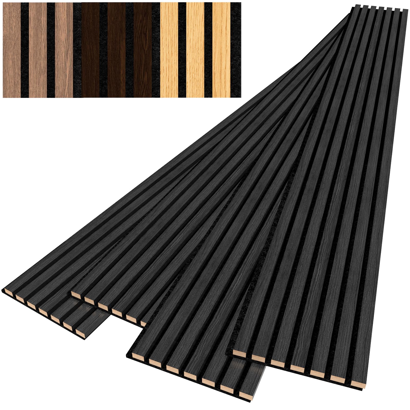 Photo 1 of 4 PCS Wood Slat Wall Panels, 92.5 x 11 Inch Sound Proof Panels for Walls, Wood Wall Panels for Interior Wall Decor for Home, Office, Studio (Matte Grey)