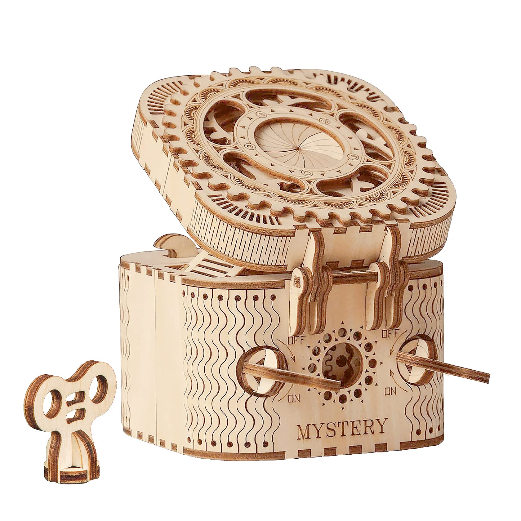 ROBOTIME Treasure Box Wooden Model Building Kits to Build for Adults 3D Puzzle Laser Cut Jigsaw Brain Teasers Construction Craft Gifts