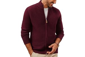 PJ PAUL JONES Mens Cardigan Sweater Full Zip Up Stand Collar Cardigans Fall Casual Knit Sweaters