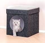 Bonlife Foldable Large Cat Bed Indoor Grey 45x45x50CM with Removable Cushion view 5