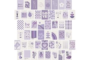 WALL67 Purple Room Decor: Lavender Wall Collage Kit - Aesthetic Posters & Prints (50pcs, 4x6 inch) for Teen Boys & Girls