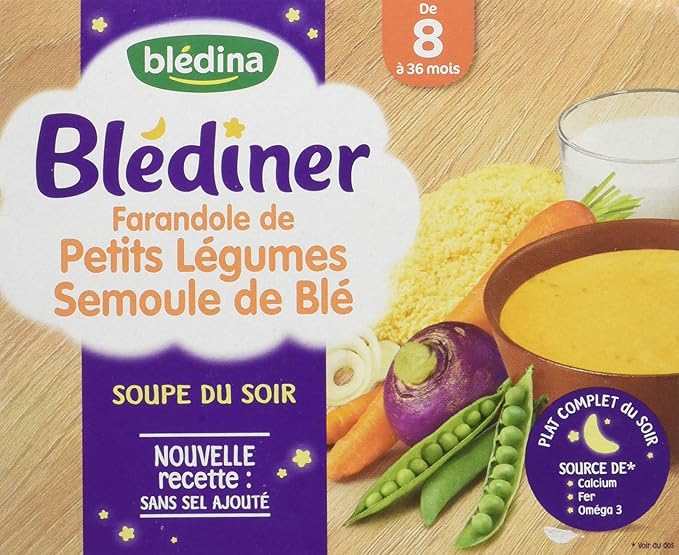 Bledina Blediner Soupe Du Soir Legumes Et Semoule De Ble Des 8 Mois 2 X 250 Ml Pack De 9 Amazon Fr Epicerie