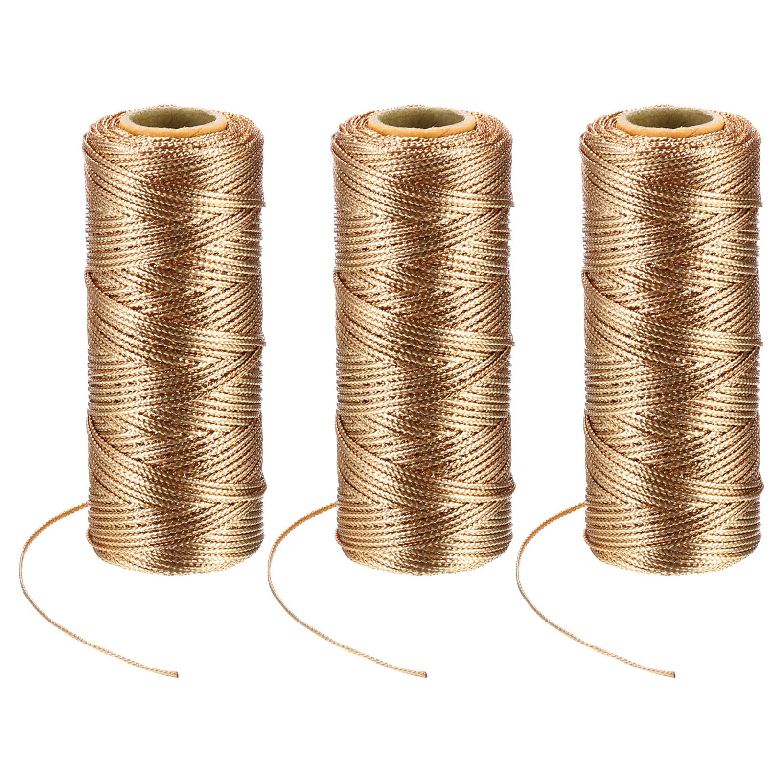 PATIKIL 330 Yards Decorative Metallic Bakers Twine, 3 Rolls Wrapping Twine String Rope DIY Tie Gift Packing Materials for Christmas Crafts Wedding Present,Beige