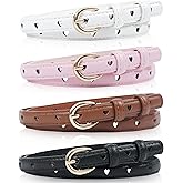 Kajeer Girls Belt 4/3 Pack, kids Leather Belt Pu Cute Gold Round Buckle Heart Hole Youth Toddler Belt for Uniform Casual