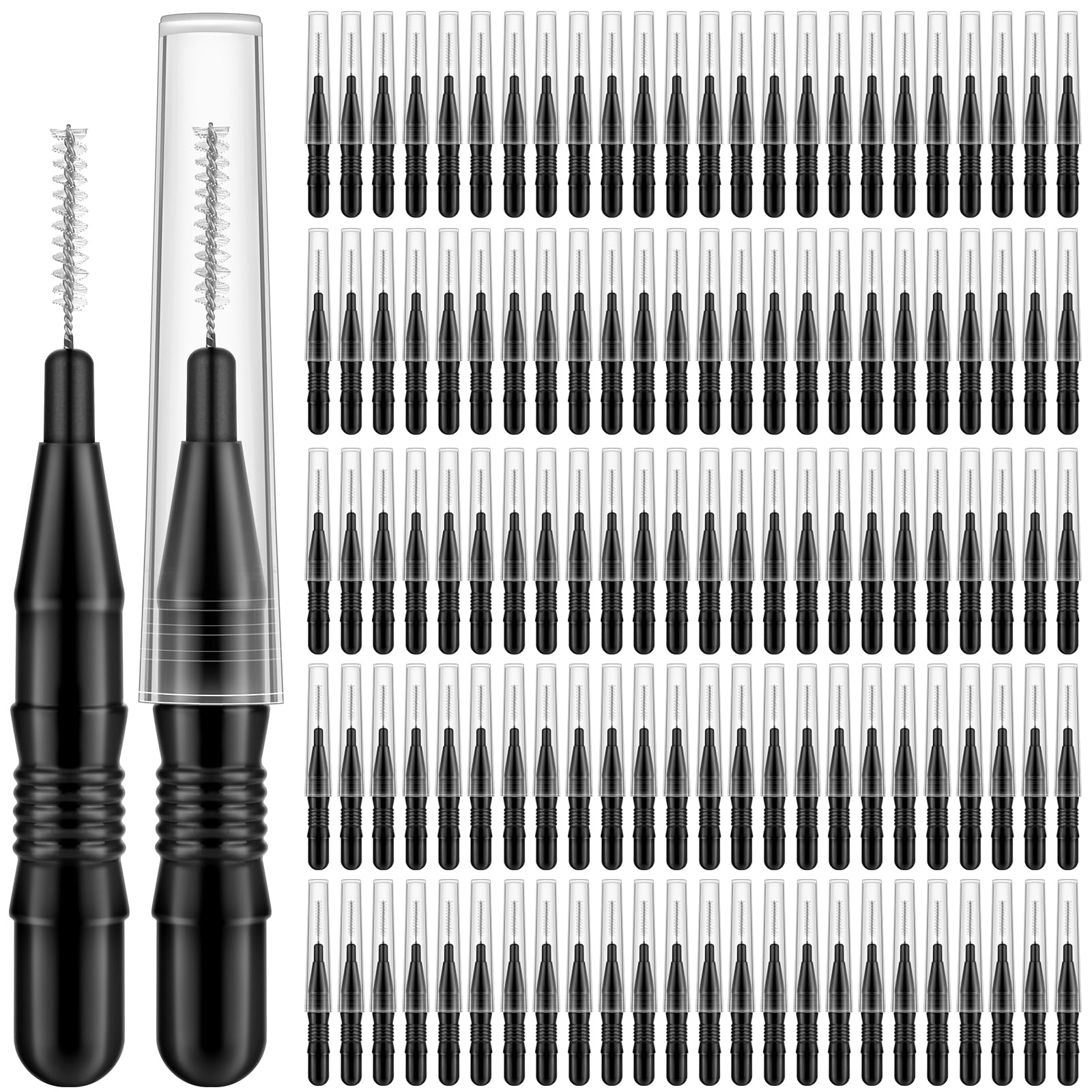 MAPVOLUT 120Pcs Micro Eyebrow Brush with Cap Brow Lamination Brush Spoolies for Eyebrow Eyelash Brow Brush Lash Filler Eyebrow Lash Lift And Tint Tools for Brows and Lashes Comb Extensions