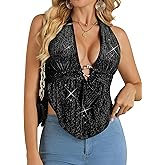 Womens Sexy Halter Backless Going Out Top Deep V Plunge Tie Back Sleeveless Club Party Concert Tank Tops