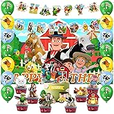 42pcs Lai Granja De Zenoon Party Decoration Pack Includes，Banner，Cake Topper，Blackdrop,Balloons for Zenoon party decoration