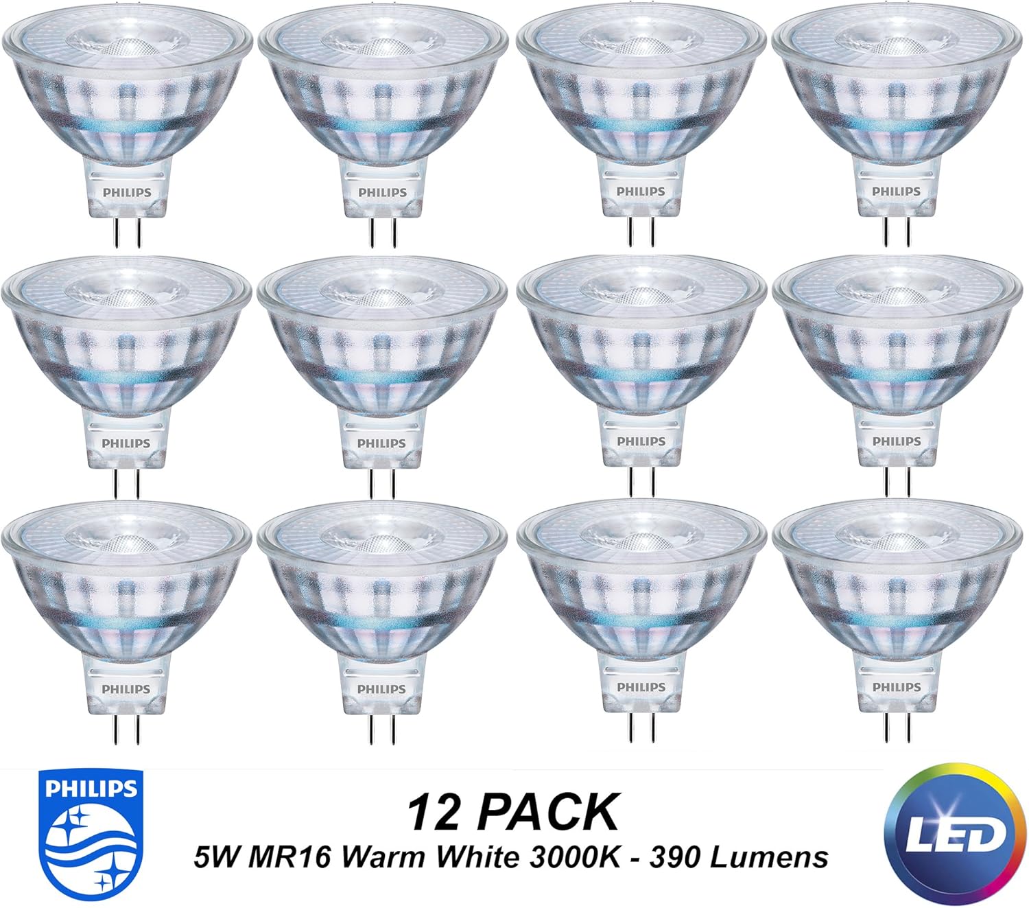 12 x Premium Philips LED Downlight Globes Bulbs Lamps 5W 12V MR16 GU5.3