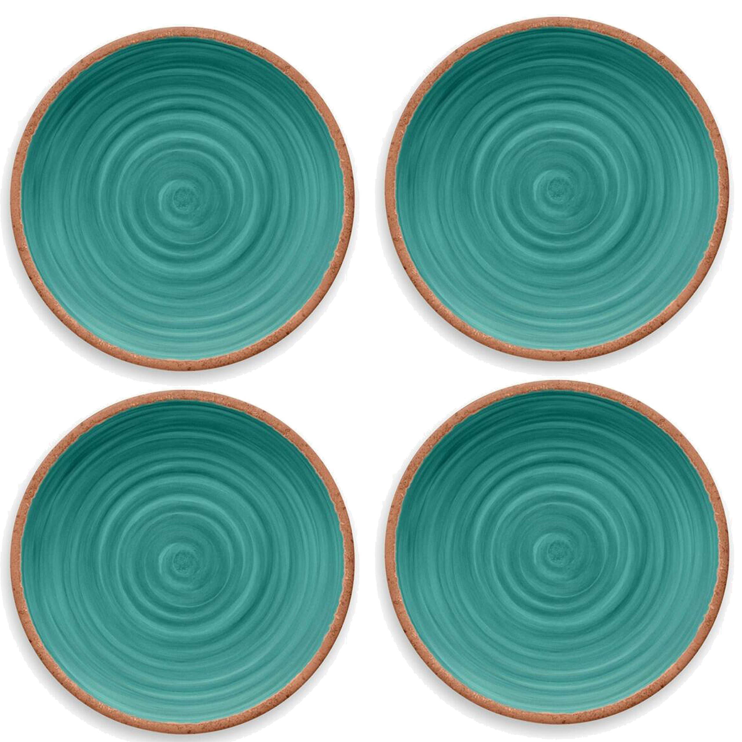 Rustic Swirl Turquoise Melamine Side Plate Set (4)